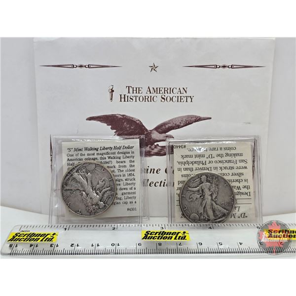The American Historic Society : Half Dollar Coins (2): - "S" Mint : 1944 Walking Liberty Half Dollar