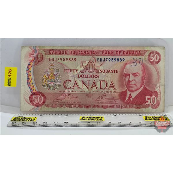 Canada $50 Bill 1975 : Crow/Bouey #EHJ7959889 (See Pics for Varieties, Conditions, Serial Numbers, P