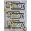 Image 1 : Canada $1 Bills 1973 (6) :  - Crow/Bouey #BAH4107034 - Crow/Bouey #AME6093428 - Lawson/Bouey #EAN822