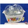 Image 1 : Vintage Corning 3L Casserole Dish (No Lid) : c/w 6 Fire King Sapphire Blue Casserole Covers (Variety