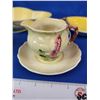Image 2 : Carltonware Group: (5) - Yellow Fruit Basket Serving Dish - Jam / Preserve Pot w/ Grapes Motif Lid a