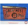 Image 1 : Lunchbox Tobacco Tin : Great West Cut Plug (4-1/2"H x 7-3/4"W x 5"D) (SEE PICS!)