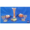 Image 1 : Iridized Glassware including Peach Luster & Carnival Glass (8 Total Pieces)  (Tallest Measures : 11"