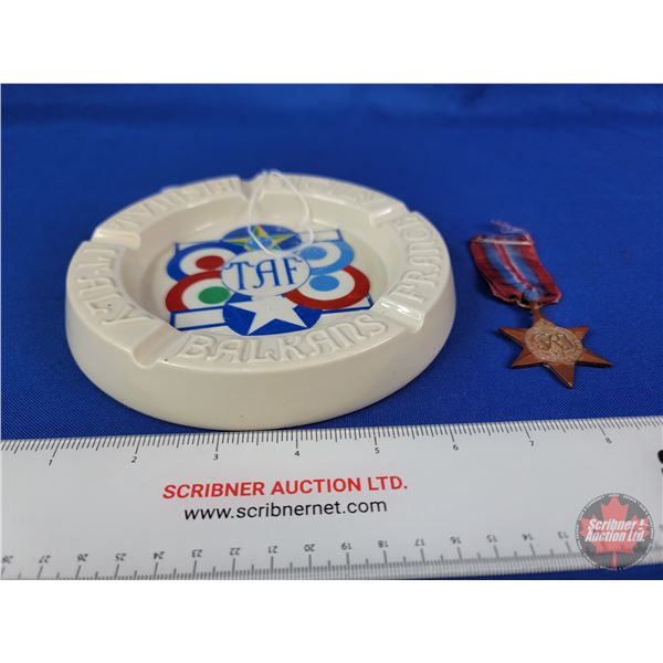 Commemorative WWII Tactical Air Force "Richard Ginori" Ashtray & Military Campaign Medal (SEE PICS!)