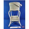 Image 2 : Standing Wicker Sewing Basket w/Contents (28"H) (SEE PICS!)