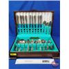 Image 2 : Oneida Community Tuder Plate Silverware w/Wooden Case (Case Measures : 4"H x 17"W x 11-1/2"D) (SEE P