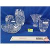 Image 2 : Crystal Vases (4)  (Largest Measures : 9-1/2"H) (SEE PICS!)