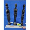 Image 1 : African Ebony Wood Tribal Figure Carvings (3) (14"H) (SEE PICS!)