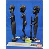 Image 2 : African Ebony Wood Tribal Figure Carvings (3) (14"H) (SEE PICS!)