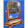Image 2 : Walnut Barley Twist Counter Top Dresser Mirror  (22"H x 23"W x 9"D) (SEE PICS!)