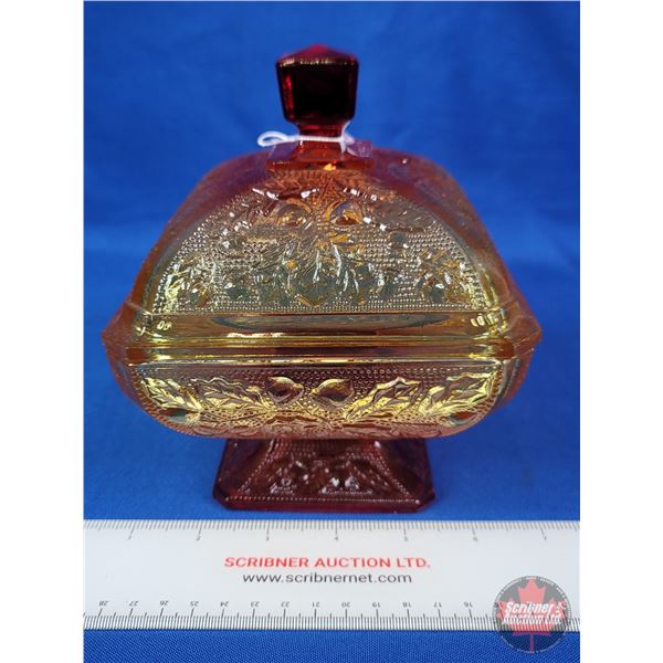 Vintage Jeanette Glass Amberina Covered Dish (7"H) (SEE PICS!)