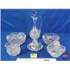 Image 1 : Variety of Crystal & Cut Glass (8 Pieces) including Decanter, Basket, Bowls, Bell, etc  (Decanter Me