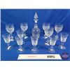 Image 1 : Crystal Cross & Olive Decanter, Sherry Glasses (6) & Wine Glasses (5) (SEE PICS!)