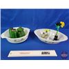 Image 2 : Green Theme Kitchen Combo : Glasbake Dishes (2), Salt & Pepper Shakers & Tea Pot (SEE PICS!)