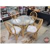 Image 2 : Mid Century Bamboo Table with Glass Top & Chairs (4)  (Table : 29"H x 42"Dia - 3/8" Glass Table Top)