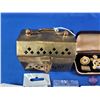Image 3 : Brass Cricket Box w/Pins, Medallions, Tokens, Shark Tooth, Wade Ornament, Tie Clip, Key Tag, etc (Bo