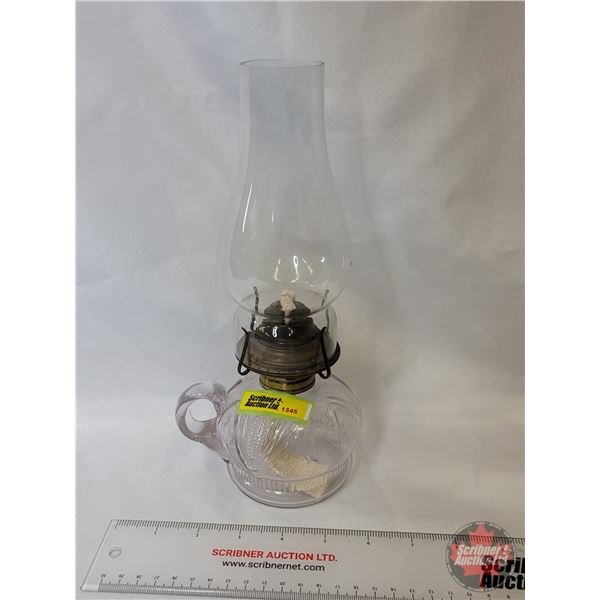 Coal Oil Finger Lamp (Slight Amethyst)  (Total Height w/Chimney 10-1/2"H) (SEE PICS!)