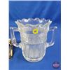 Image 10 : Cut Glass Serving Bowl; Silverware & Double Handle Cut Glass Pitchers (SEE PICS!)