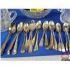 Image 8 : Cut Glass Serving Bowl; Silverware & Double Handle Cut Glass Pitchers (SEE PICS!)