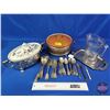 Image 2 : Serving Dishes w/Silverware, Cut Glass Pitchers & Silver Plated Tray (SEE PICS!)