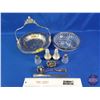 Image 2 : Serving Dishes including Silver Serving Basket, Silverware, Shakers, etc (SEE PICS!)