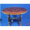 Image 2 : Antique Wooden Over Burl Top Carved Trestle Base Parlor Table  (20-1/2"H x 26"W x 21"D) (SEE PICS!)