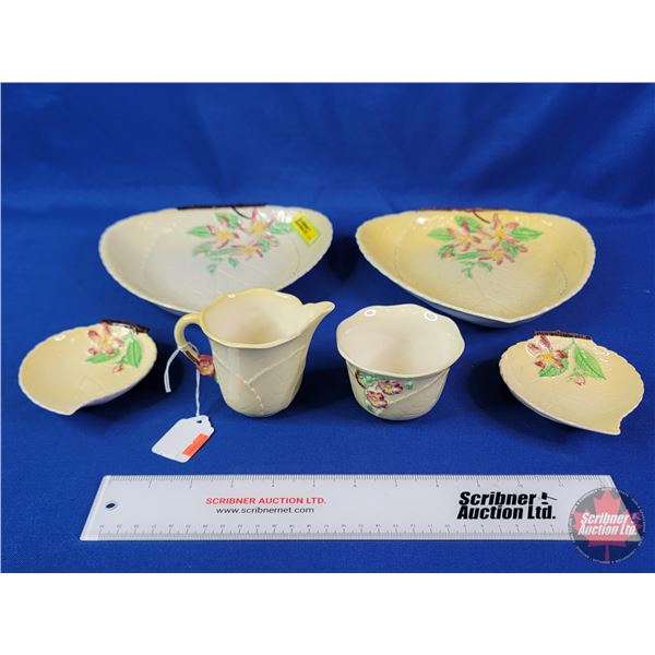 Carltonware "Primula" (6 Pieces) : Creamer & Sugar & Leaf Plates (SEE PICS!)