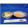 Image 1 : Noritake (Blue/Orange) (2) : Pedestal Dish & Double Handled Serving Tray (SEE PICS!)