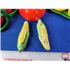 Image 2 : Vintage Kitchen Collector Combo : Pillsbury Doughboy Spoon Holder, Vegetable Shakers, Tin Cannister