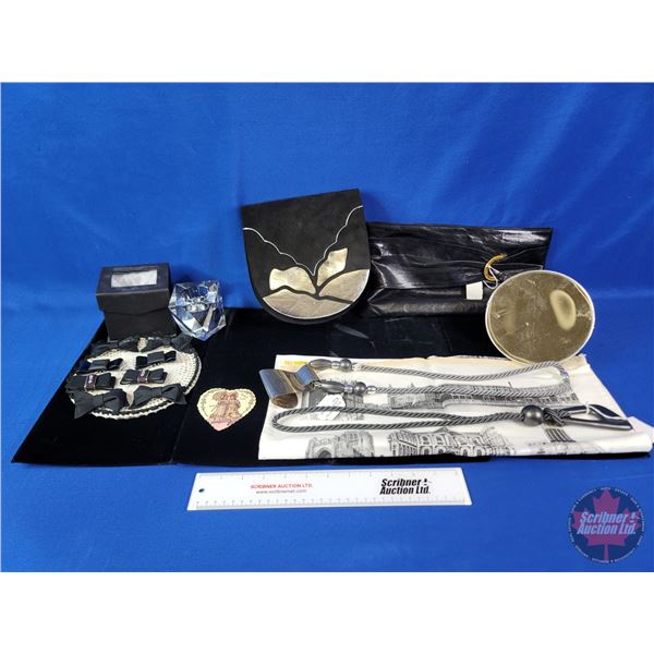 Ladies Black & White Collector Combo : Rosenthal Crystal Votive, Mastercraft Purse, Sacha Purse, Nec