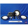 Image 2 : Black, White & Gold Collector Combo : Purse, Nikko Mystic Serving Bowls, Black Amethyst Trophy Style