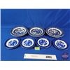 Image 1 : Blue & White "Opaque China" Dish Set (14 Pieces) : Bowls & Dessert Plates (SEE PICS!)