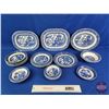 Image 2 : Blue & White "Willow" Dish Set (24 Pieces) : Platters, Plates & Bowls (SEE PICS!)