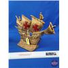Image 2 : Vintage Gold Spelter Ship Lamp (Tested / Working) (SEE PICS!)