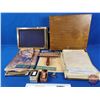 Image 1 : Antique Gestetner : Neo Cyclostyle Flat Bed in Wood Case : Portable : w/Contents (c/w Original Ship