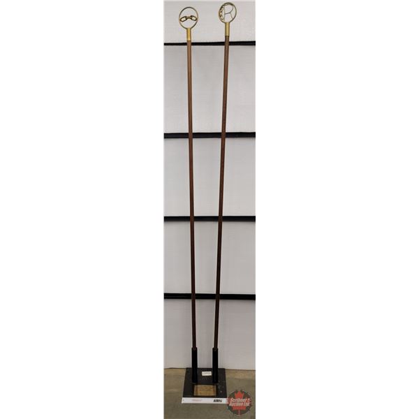Rebekahs & IOOF Flag Poles/Stand/Parade Staffs with Stand & Memorial Plaque (8'5") (SEE PICS!)