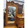 Image 17 : Antique Oak Commode Dresser (3 Drawer w/Beveled Mirror) (80"H x 43-1/4"W x 21-1/2"D) (SEE PICS !)