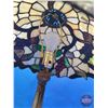 Image 8 : Tiffany Style Lamp w/Stained Glass Lamp Shade (18") (Tested - Works) (SEE PICS!)