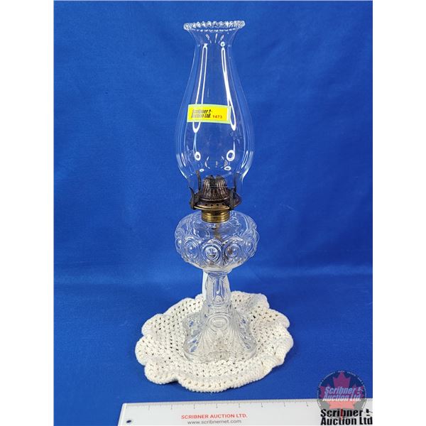 Coal Oil Lamp : Dominion Glass Bullseye (c.1913-1925) (Total Height w/Chimney : 16"H) (SEE PICS!)