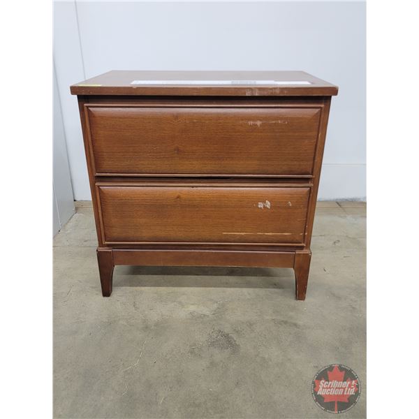 Vintage 2 Drawer Walnut Night Stand (c. 1970's) (22-1/4"H x 22"W x 14"D) (SEE PICS!)