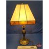 Image 1 : Art Deco Parlor Lamp w/Stained Glass Shade  (Approx 27-1/2"H) (SEE PICS!)