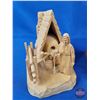 Image 8 : Wood Carvings (3) : Woman in Rocking Chair - Woman with Bread Oven - Man/Woman/Dog by Fireplace