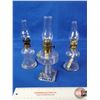 Image 2 : Coal Oil Lamps (Small / Mini) (3) (Clear Glass) (Tallest Measures w/Chimney 9-1/4"H) (SEE PICS!)