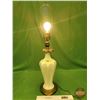 Image 2 : Electric Lamp : White & Brass (No Lamp Shade) (31-1/4"H) (SEE PICS!)  (Listing & Descriptions are a 