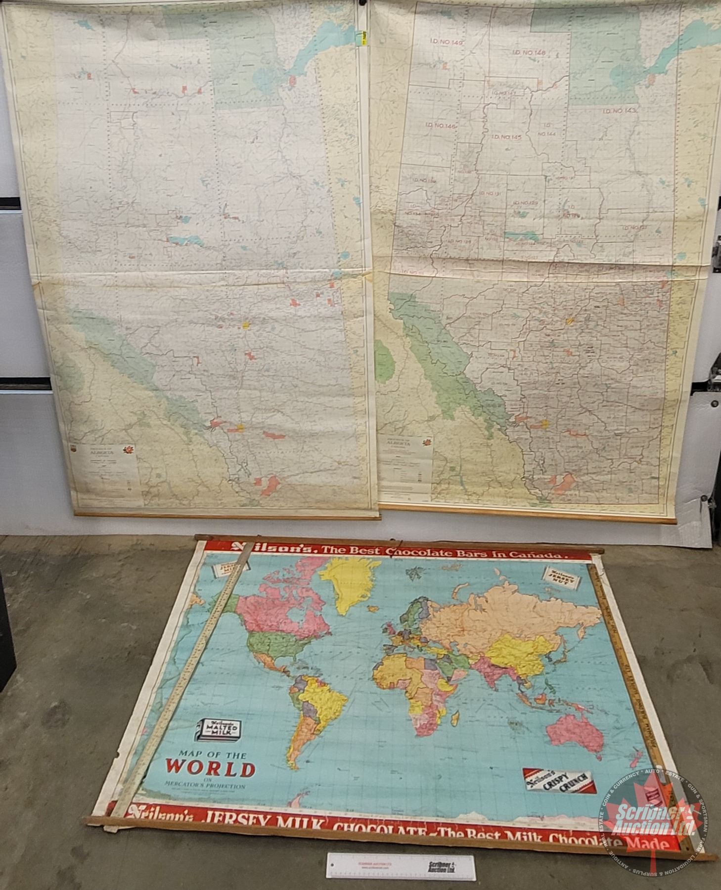 Maps & Yard Sticks : - (3) Maps (Widest Map Measures 54