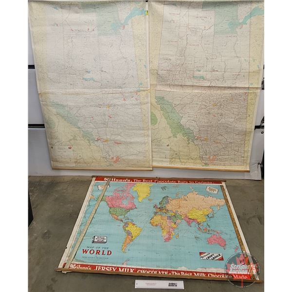 Maps & Yard Sticks : - (3) Maps (Widest Map Measures 54") - (2) Yard Sticks (SEE PICS!)  (Listing & 