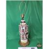 Image 1 : Electric Lamp : Pink & Burgundy Flower Motif (No Lamp Shade) (29"H) (SEE PICS!)  (Listing & Descript