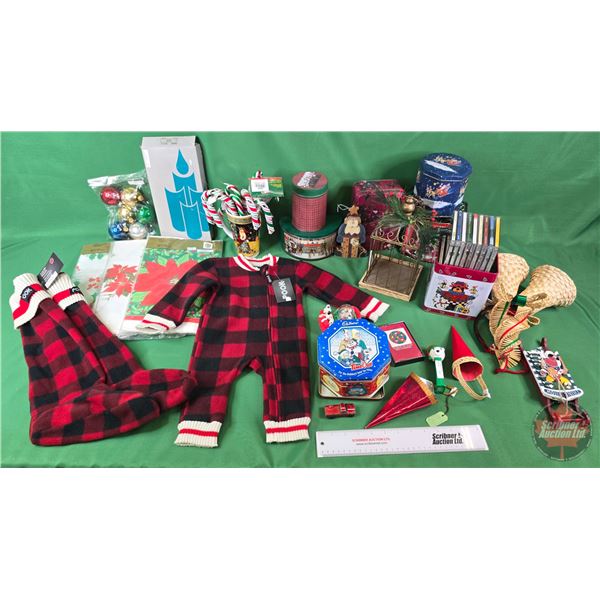 Christmas Group : Incl. Plastic Candy Canes, CD's, Tins, Pook Stockings, Decorations, Etc! (SEE PICS