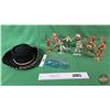 Image 1 : Vintage Western Toys : Incl. Figurines, Cowboy Hat, & Southwest Button Covers (SEE PICS!)  (Listing 