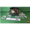 Image 1 : Metal Planter w/ Vintage Pendalogues & Crystal Chandelier Bobeches (Planter Measures 7-1/4"H) (SEE P